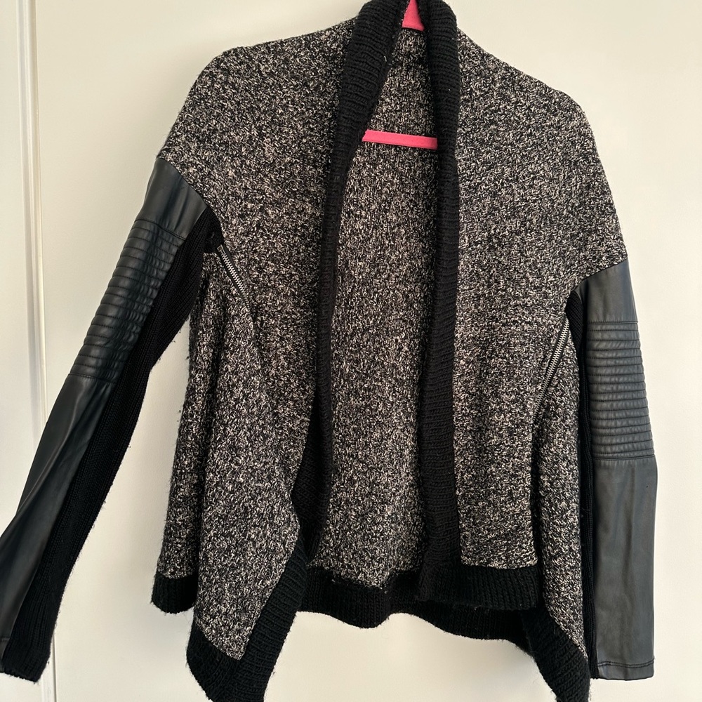 Leather accented sweater